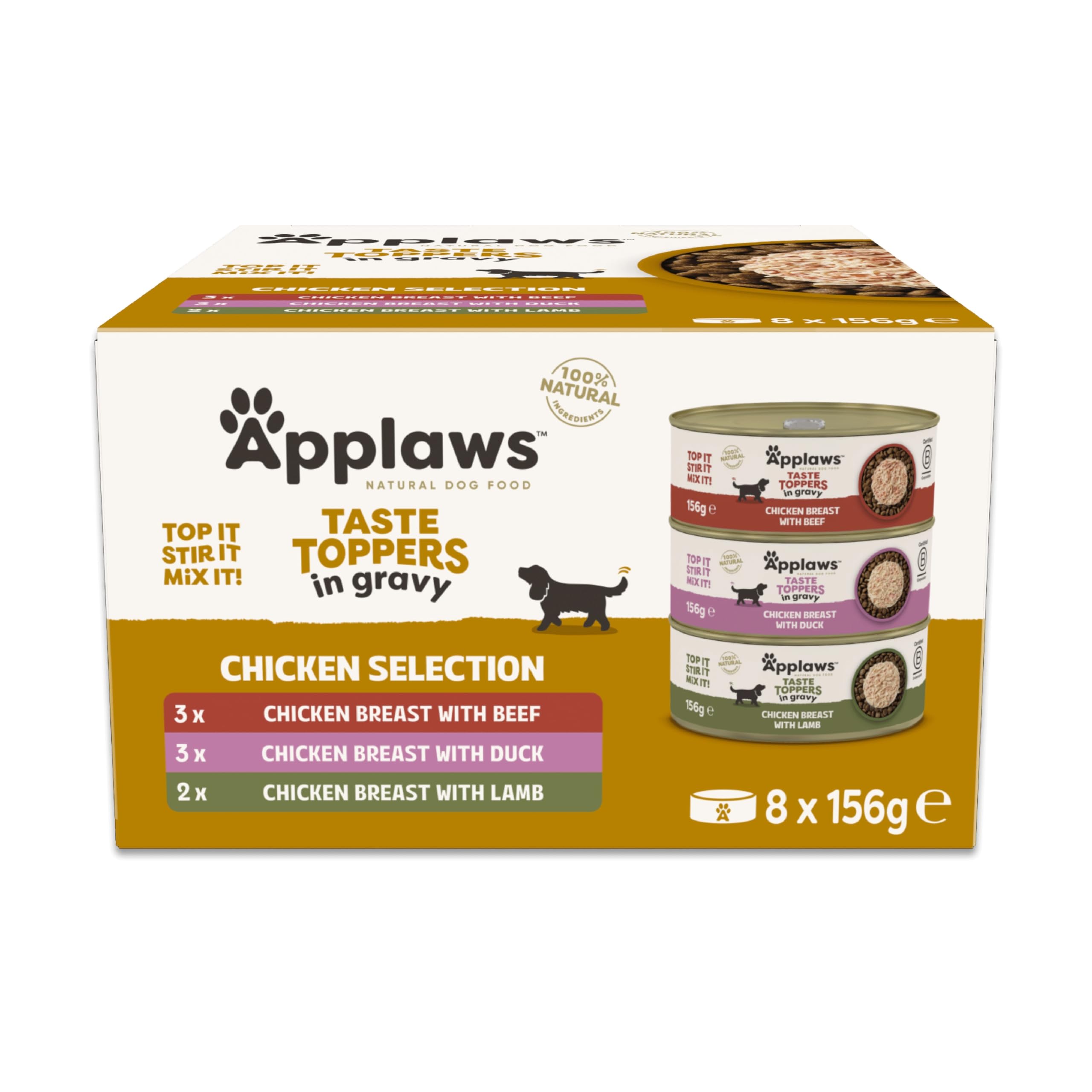 Applaws Natural Wet Dog Food Cans, Chicken Selection in Gravy - 8 x 156g