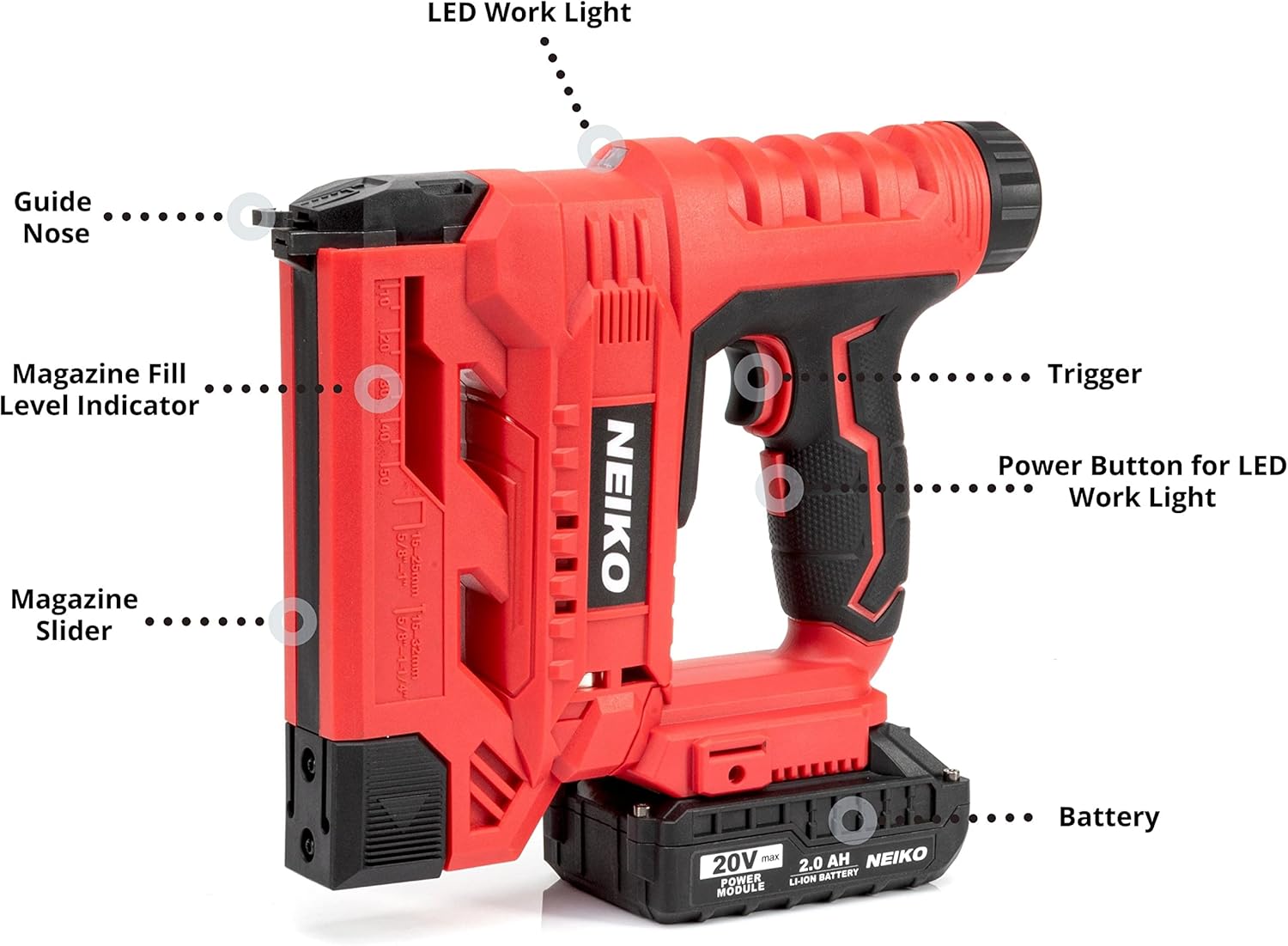 Buy NEIKO 02651A Nail Gun Battery Powered Cordless Brad Nailer