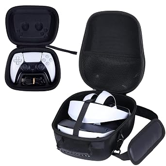 khanka Hard Case for Sony PlayStation VR 2Black+Hard Case for Sony PlayStation 5 DualSense Controller Black