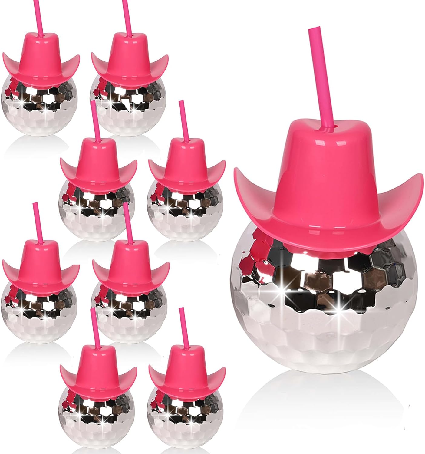 Disco Ball Cups White Disco Cowboy Hat Cups,20Oz Disco Party Cups,Cowgirl Party Favors,Bachelorette Party Decorations,Flash Ball Cocktail Cup for Party Nightclub Bar Supplies (6Pcs)