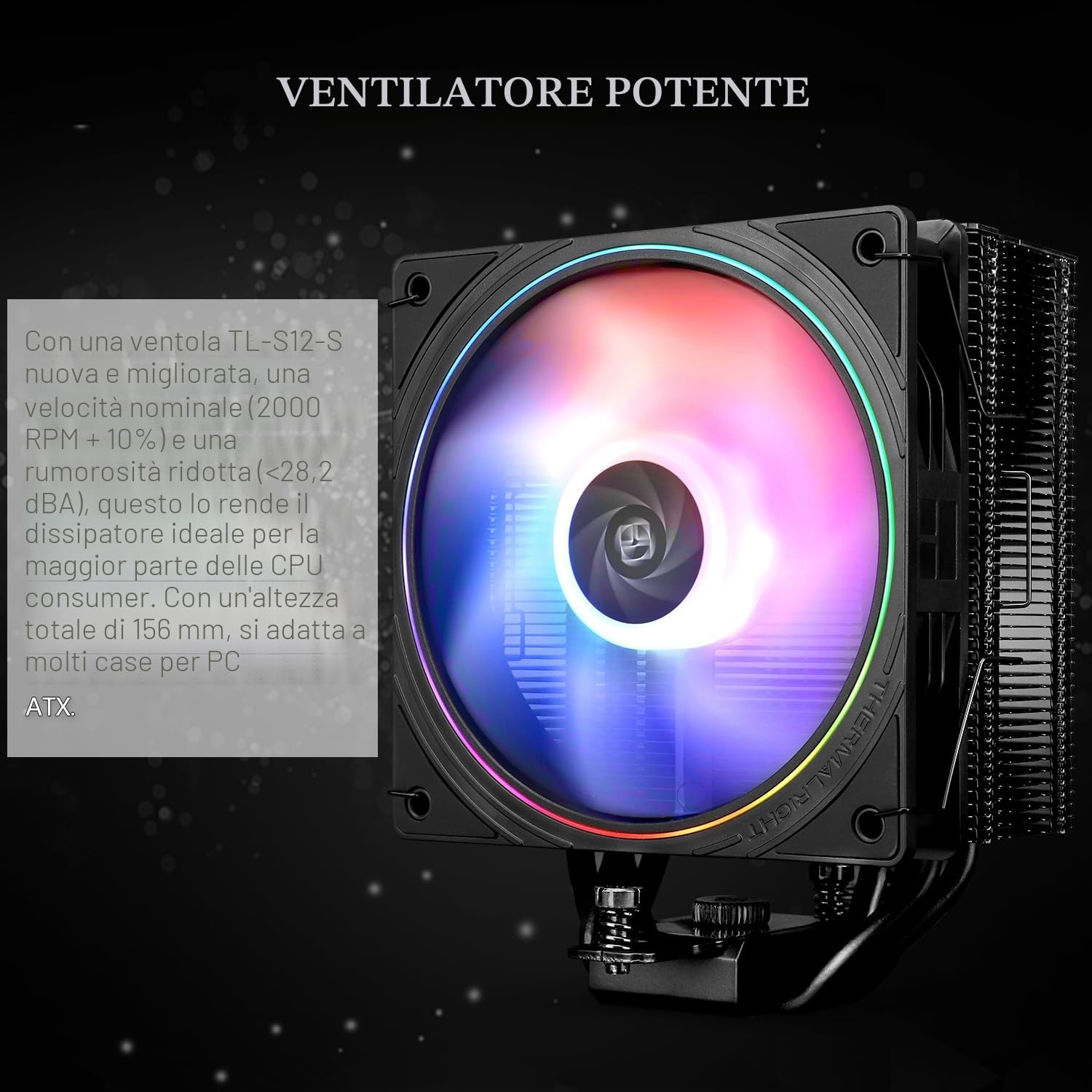TR Assassin Spirit 120 EVO Nero CPU, 120mm PWM Quiet Fan ARGB CPU Air Cooler, AGHP 4th Technology, Supporto Intel lga1700/1150/1151/1200, AMD AM4 AM5, Refrigeratore d'oro