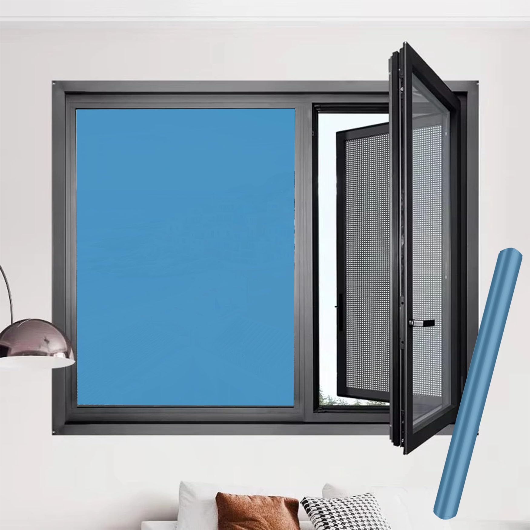 Film vitrage miroir bleu foncé 75x108 cm anti-regard et thermique