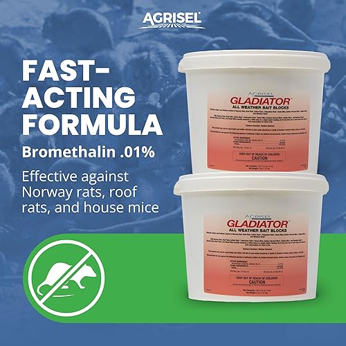 Miniatura 3 de Rodenticida de gladiador, cebo para ratón, cebo para ratas, control de roedores de dosis única, uso en interiores y exteriores, paquete de 3 guantes