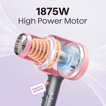 Wavytalk Professional Ionic Hair Dryer with Diffuser and Concentrator for Curly Hair 1875 Watt, Wavytalk 3/8 Inch Small Curling Iron for Short & Long Hair