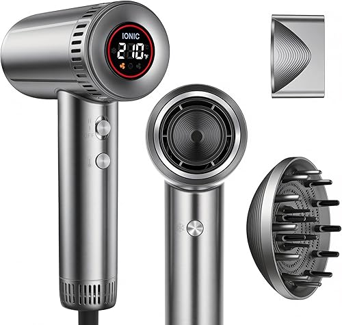 LPSTEA Compact Travel Blow Dryer, 150,000 RPM High Speed Ionic, 9 Heat & 2 Speed