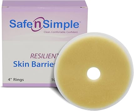 Safe n Simple Resilient Skin Barrier Ring - 4" - Colostomy Ostomy Barrier Ring - Ileostomy & Colostomy Supplies Rings - Adhesive Urostomy & Ostomy Supplies - Skin Adhesive Barrier Ostomy Rings