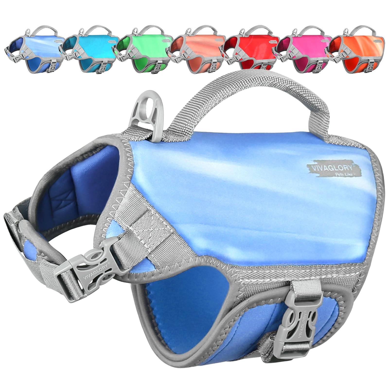 VIVAGLORY Hunde Schwimmweste Neoprene Hundeschwimmweste | Verstellbar & Auftrieb for Hunde, Schwimmweste Hundeweste Schwimmen Rettungswesten zum Schwimmen