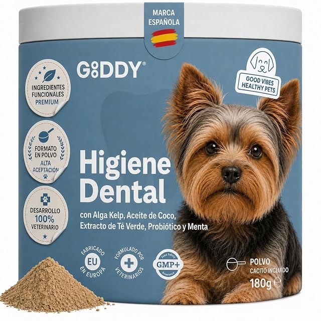 Gooddy - Limpiador Dental Perros - con Alga Kelp, Zinc, Probióticos, Aceite de Coco, Menta