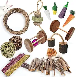 13 peças de brinquedos de porquinho-da-índia, conjunto de brinquedos de hamster de madeira para cuidados com os dentes, melhor escolha para coelhos, coelhos e chinchilas e gerbos mastigáveis
