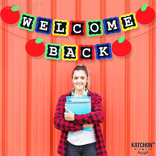 Miniatura 8 de KatchOn, Cartel de bienvenida de regreso a la escuela de fieltro  10 pies, sin bricolaje  Cartel de bienvenida para decoraciones de bienvenida de