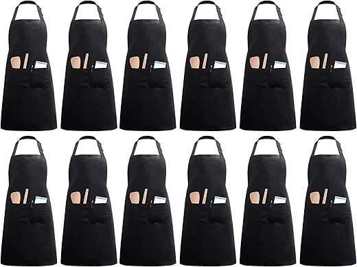 InnoGear 12 pezzi Grembiuli da cuoco con 2 tasche unisex regolabili da...