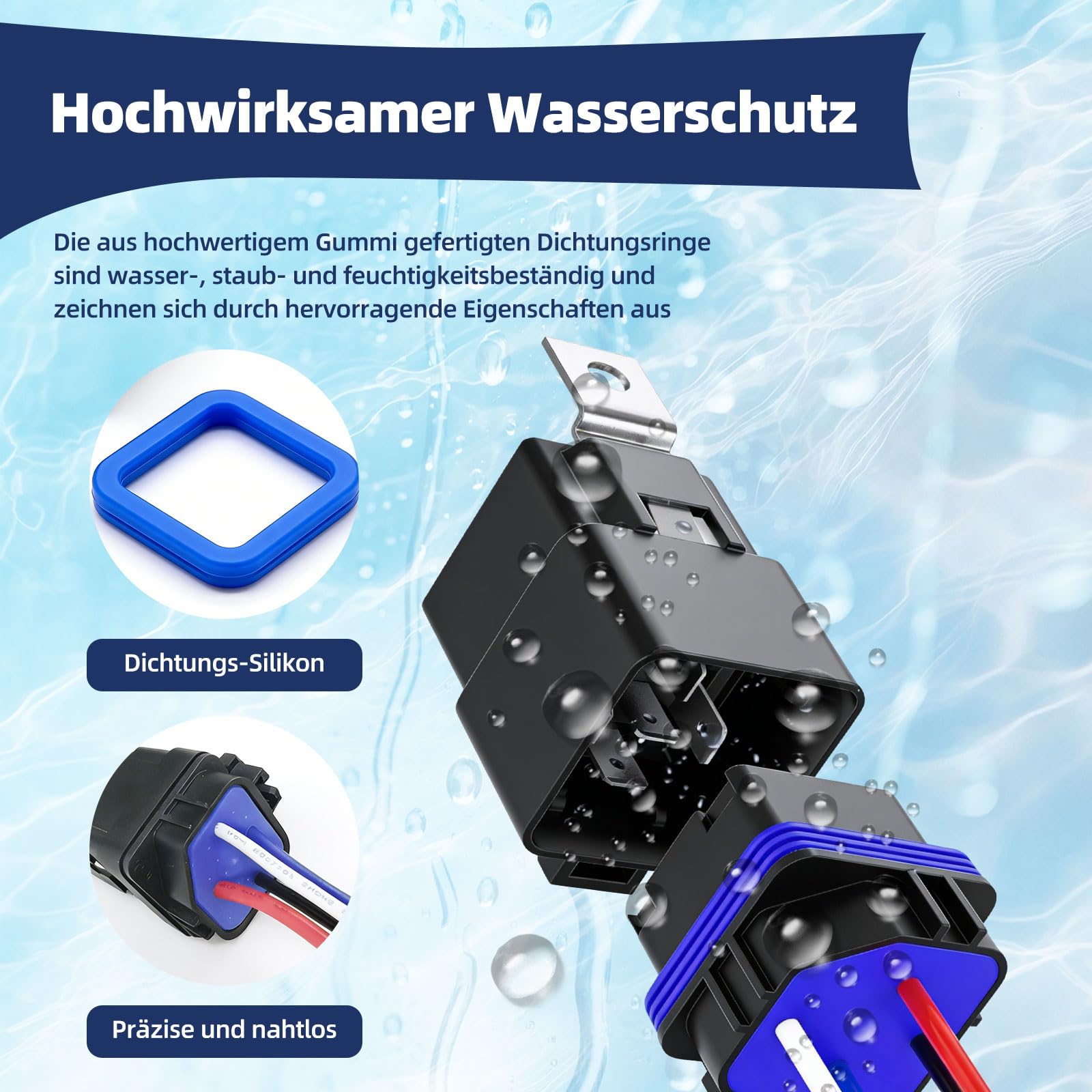5 Stück 4-polige Relais 12V 40/30A | Kfz-Relais IP65 | Relay Mit Kabelbaum | 12AWG Hochbelastbare Verzinnte Kupferdrähte | SPST-Kfz-Relais-Set für Hupen Anlasser Kühlerlüfter