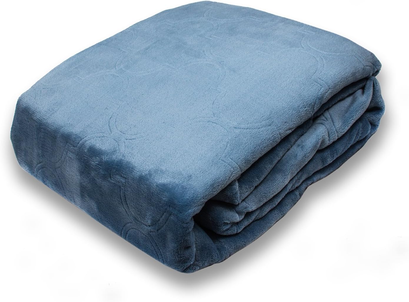 Fraiche Maison Summer Ogee Hot Pressed Velvet Plush Blanket, King, Faded Denim
