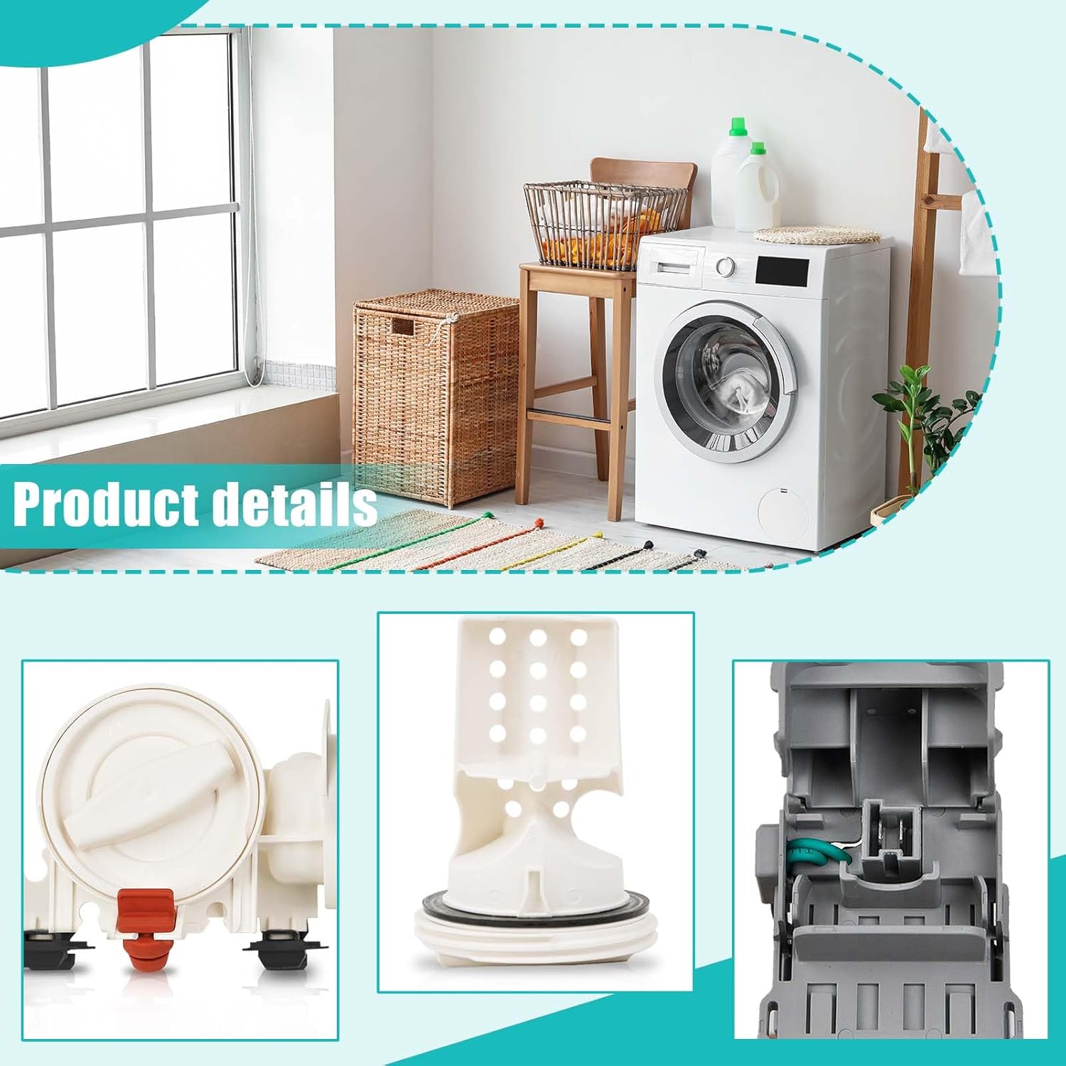 Upgraded 280187 8181684 Front Load Clothes Washer Drain Pump Filter Assembly, 120V 60Hz 0.70W 0.95A, 1200164 Drain Pump Compatible with Whirlpool Duet Maytag Epic Kenmore HE Front Load Washers