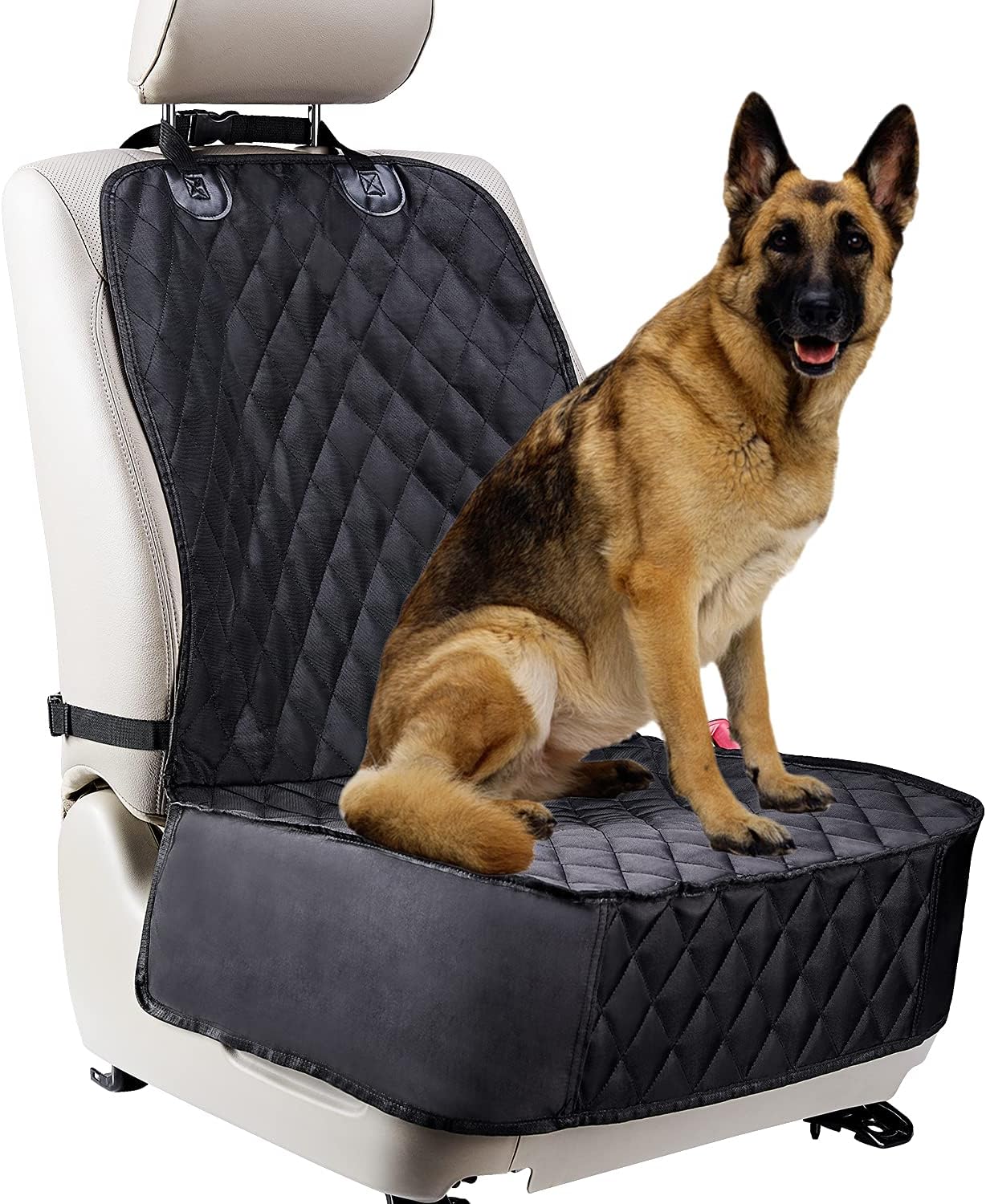 Dog Car Seat Cover for Front Seats. Scratch-Proof Water-Resistant Non-Slip 4 Layers Pet Seat Cover for Passenger Seat Bucket Seat. Easy to Install. Fits 95% Cars, Vans, and SUVs (Black, 1 Pcs)