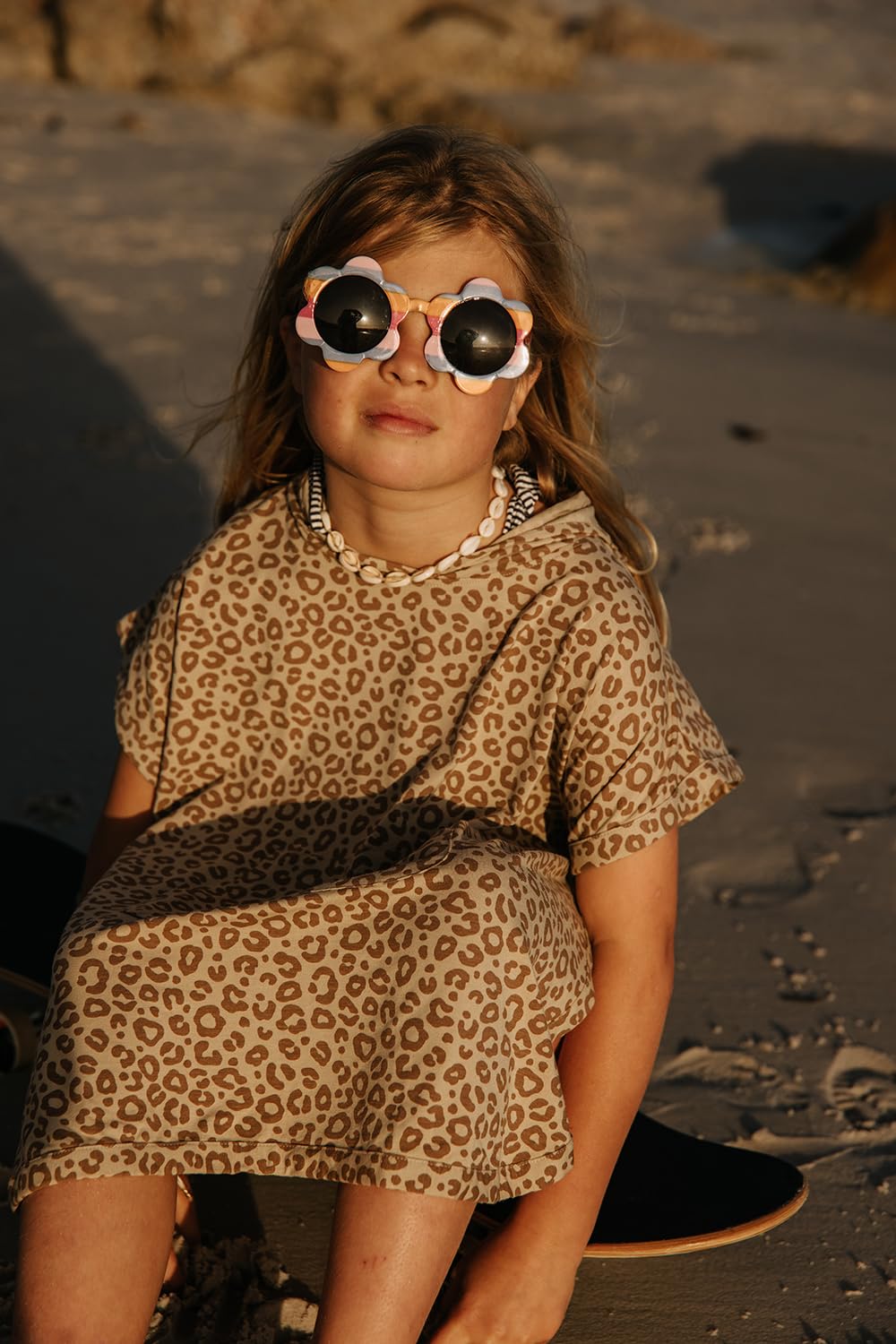 Cloby Badeponcho mit Kapuze mit UV-Schutz (UPF 50+) - Leopard braun