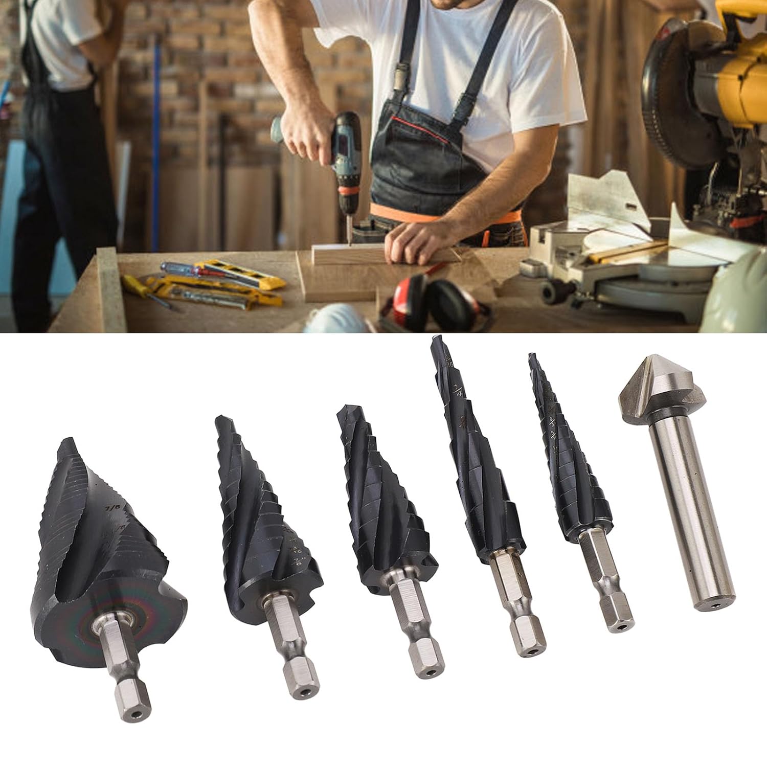 Step Drill Bits, High Speed Step Drill Bit Set 4 Flute, 1/4 Inch Shank M35 Cobalt for Stainless Steel, Multi Size Hole Stepped Up for DIY Lovers for Metal Stainless Steel
