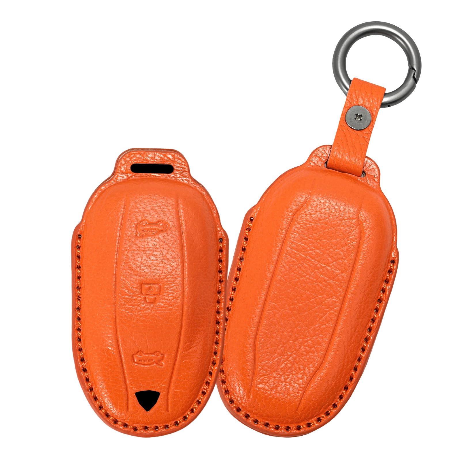 Housse de clé Tesla cuir orange protège le boîtier Model 3 S Y des chocs - 8