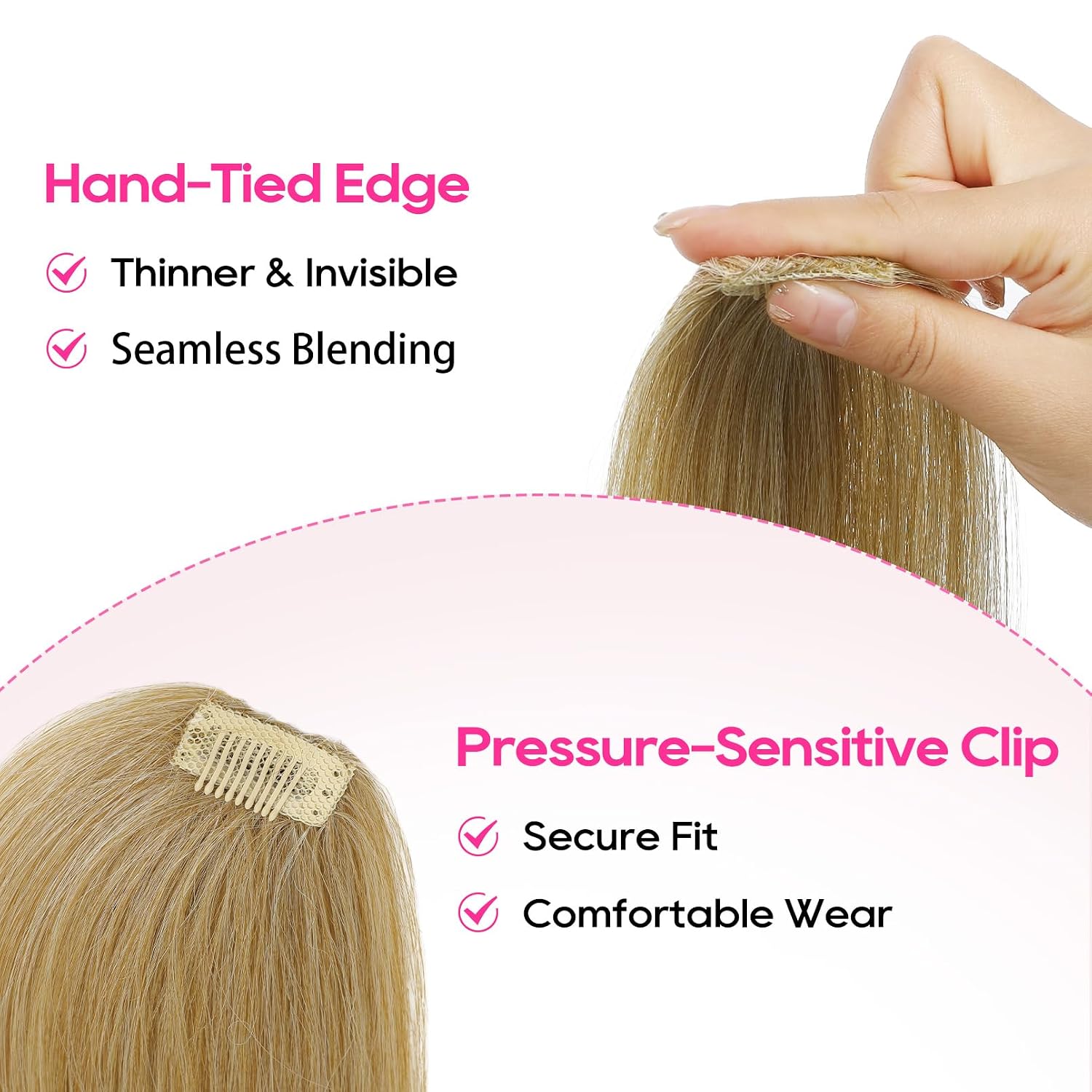REECHO Clip in Hair Volumizer, 2PCS 6 inch Short Thick Clip in Hairpieces Adding Extra Volume Hair Extensions for Women (Golden Blonde) image 3