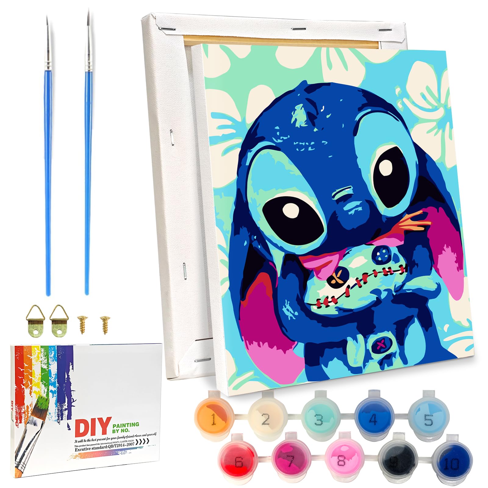 LAISU Malen Nach Zahlen mit Rahmen für Junior, Erwachsene und Kinder Anfänger, 18x24cm Kleine Cartoon Painting, DIY Gemälde Bastelset mit Leinwand Pinseln Acrylfarben für Jungen Mädchen und Home Deko