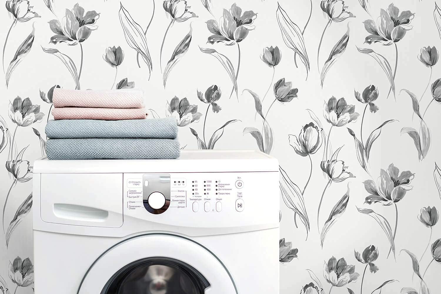 NextWall Tulip Toss Floral Peel and Stick Wallpaper