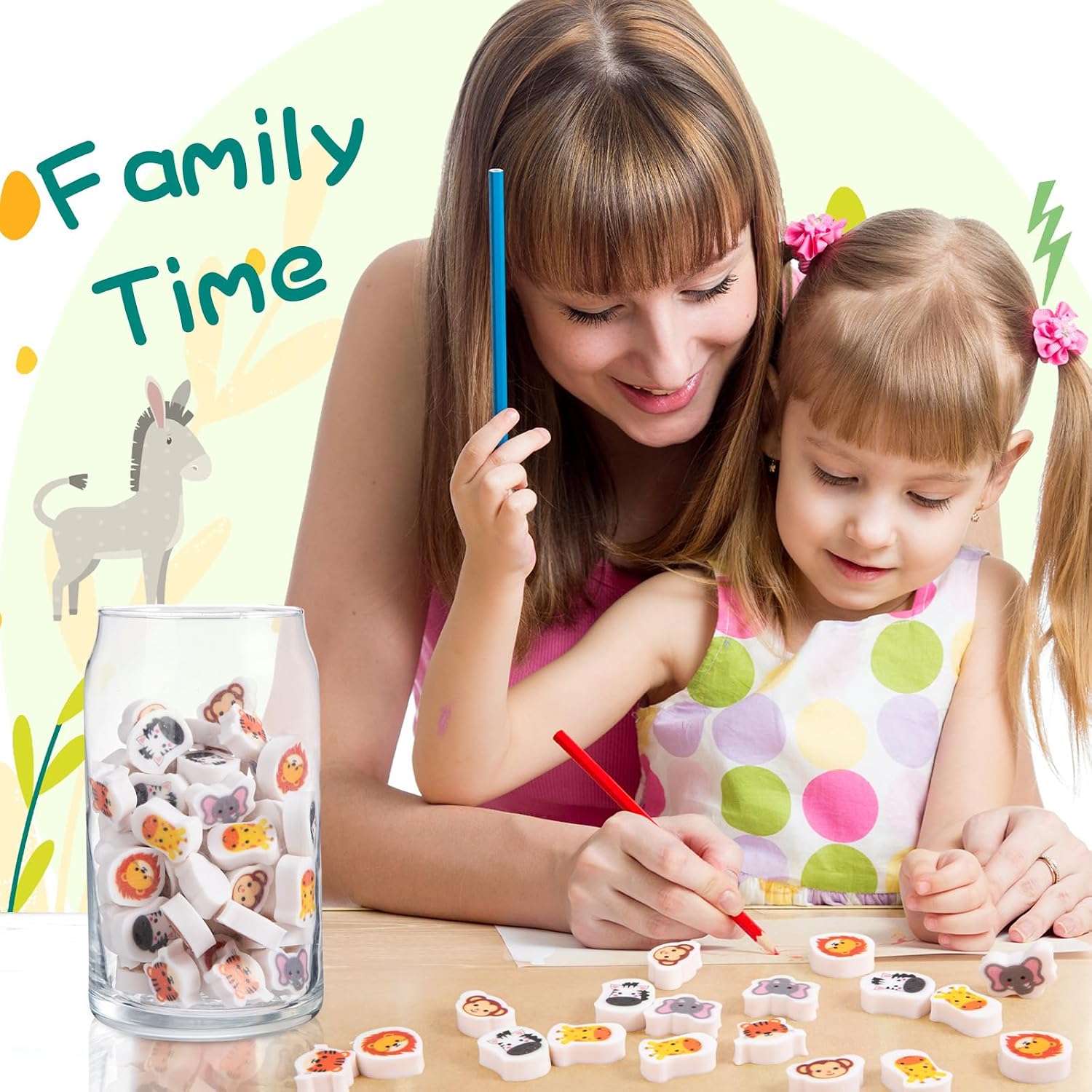 Chivao 72 Pcs Mini Safari Animals Erasers for Kids, Cute Erasers Bulk image 4