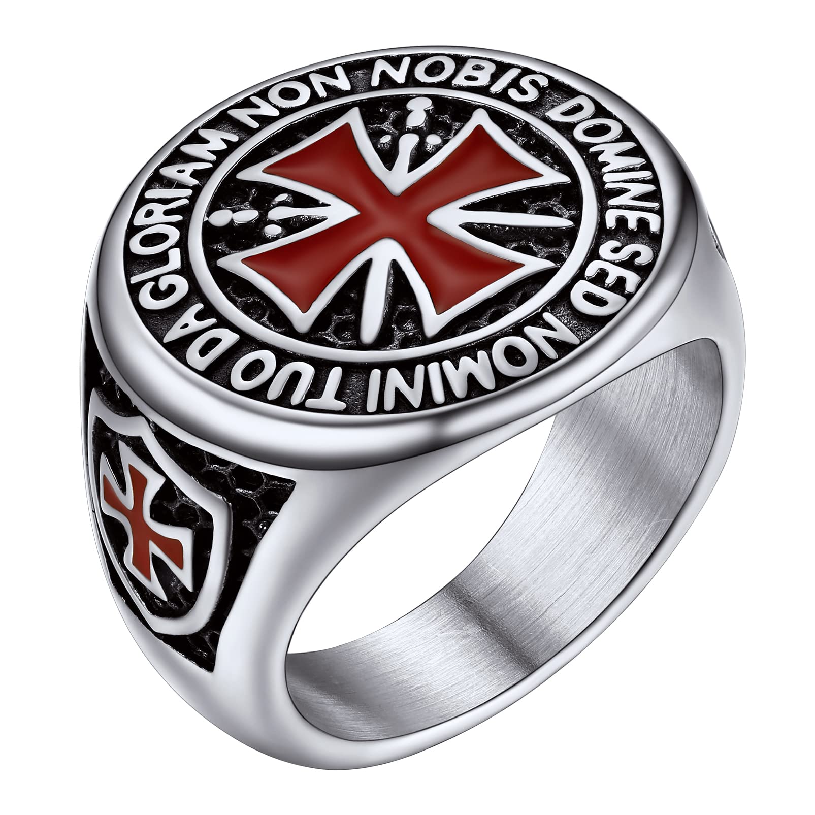 PROSTEEL Anelli Acciaio Cavalieri Templari Croce Punk Gotico Uomo Donna in Acciaio Inossiabile con Confezione Regalo