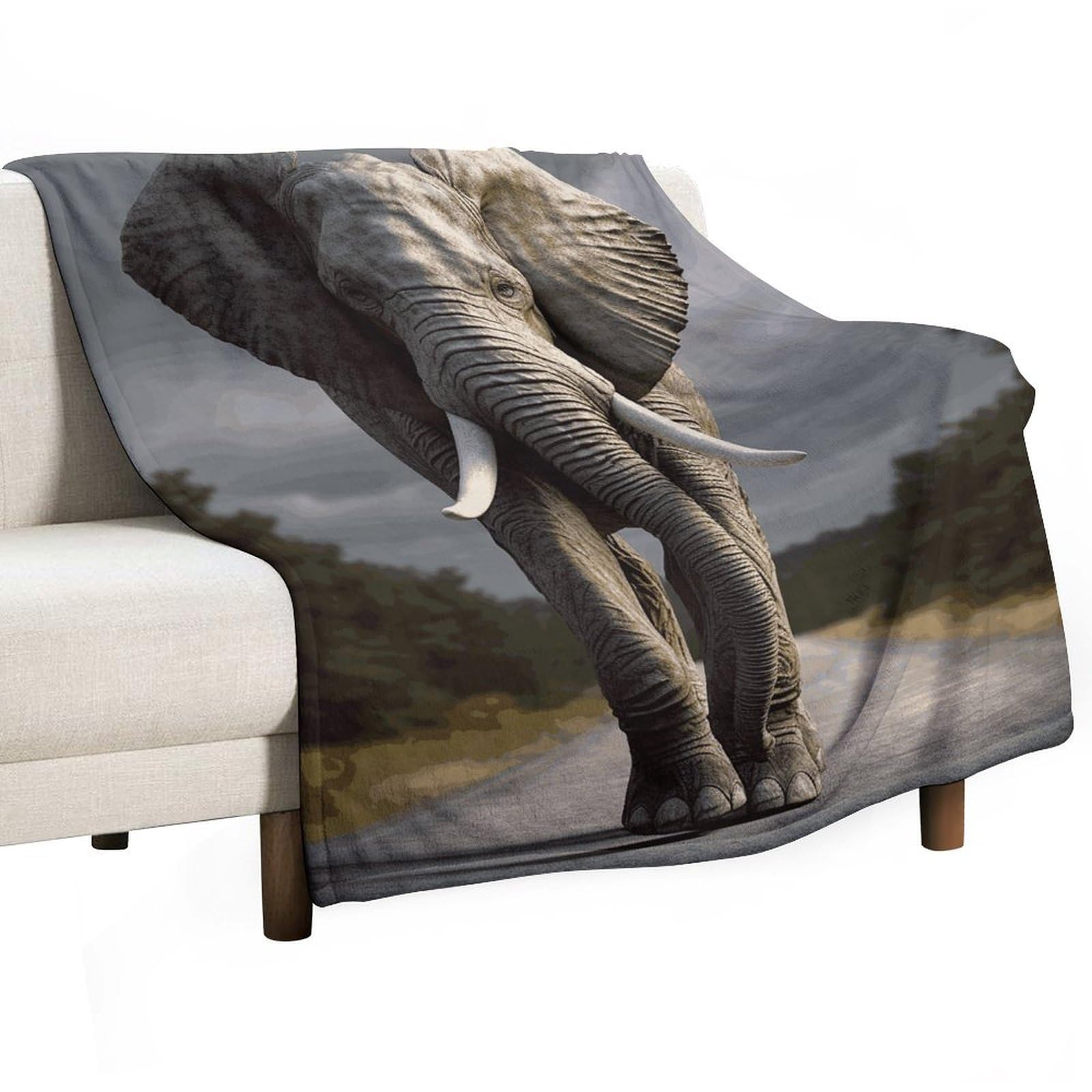 Couverture en flanelle éléphant 3D douce et légère pour canapé et lit 177x203 cm