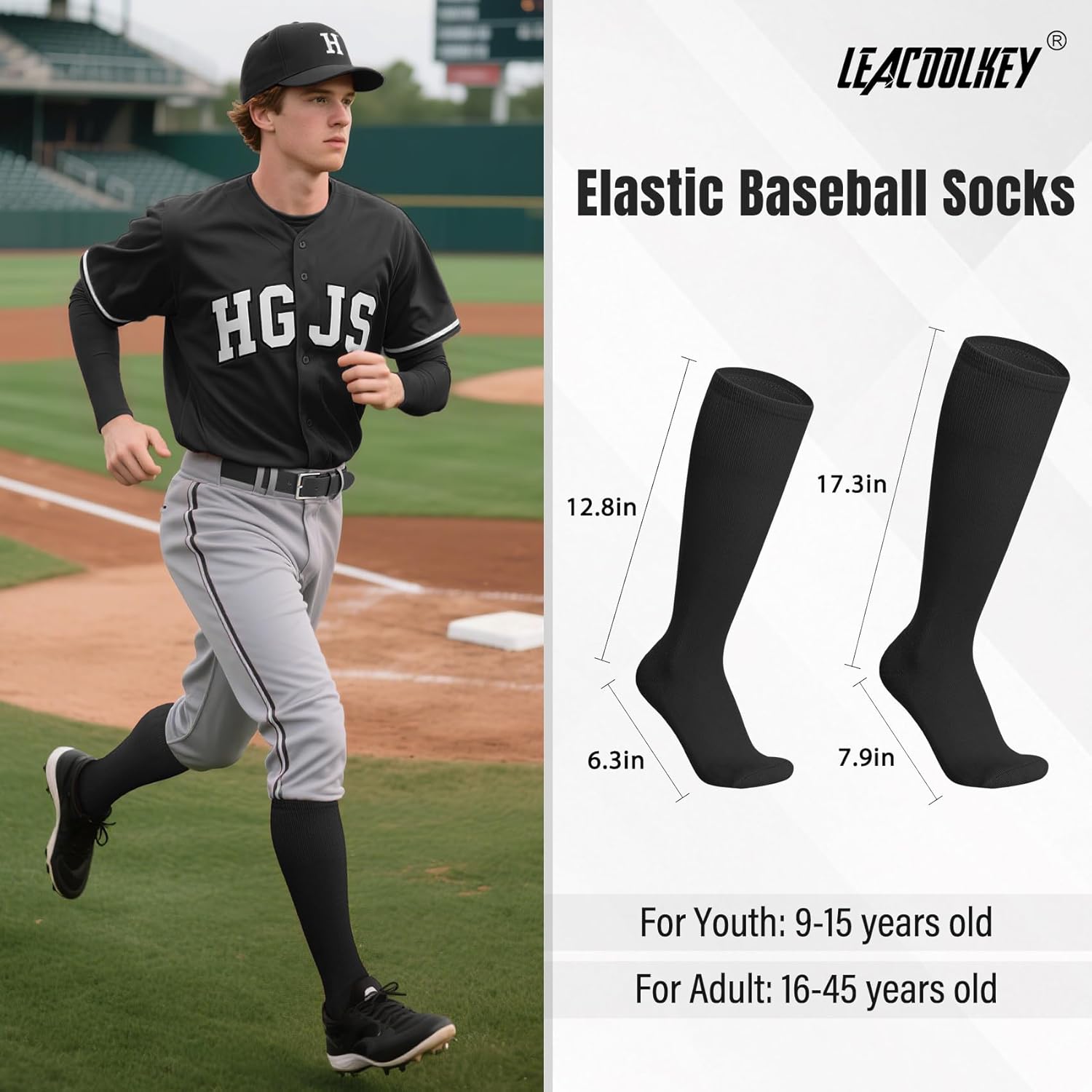 LEACOOLKEY Baseball Belt and Socks Softball Belt Socks Combo Set for Youth and Adult - Image 2