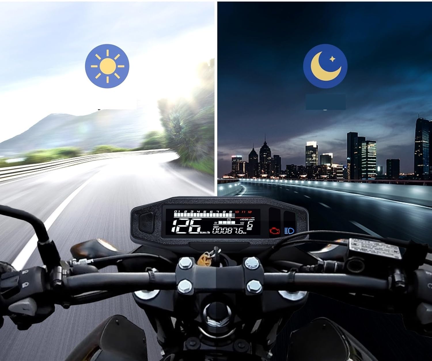 Motorcycle Odometer Gauge Universal Motorcycl Tachometer With Turn Signal Light Speed Sensor RPM Gauge Meter Digital Odometer Electric Instrument