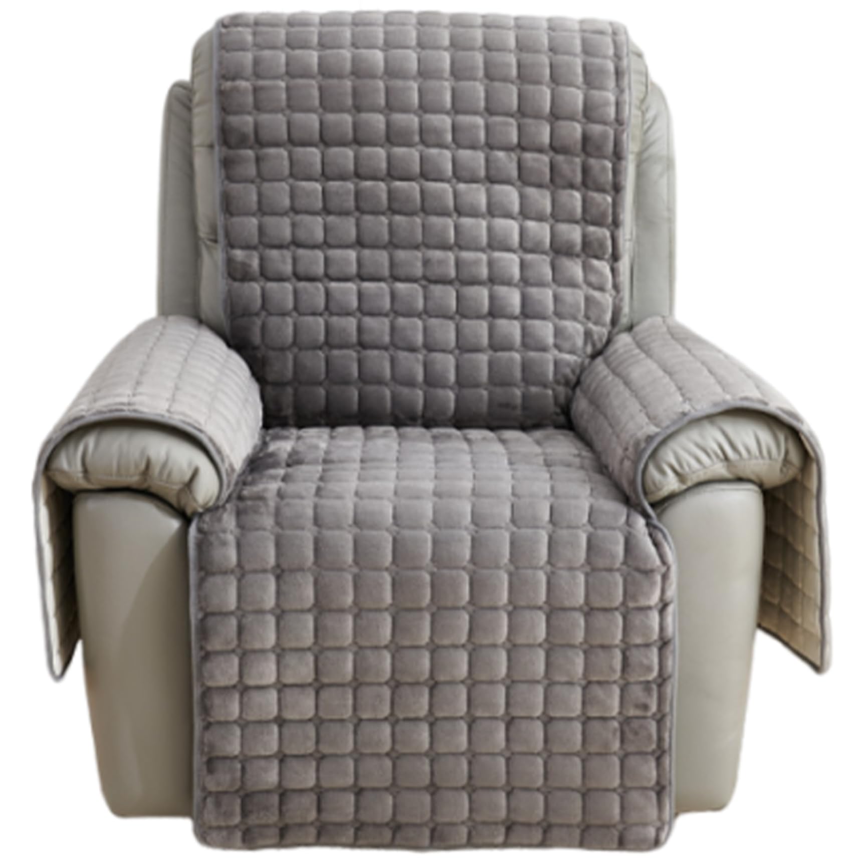 Funda para sillón reclinable de felpa gris de 75x21 pulgadas protector acolchado