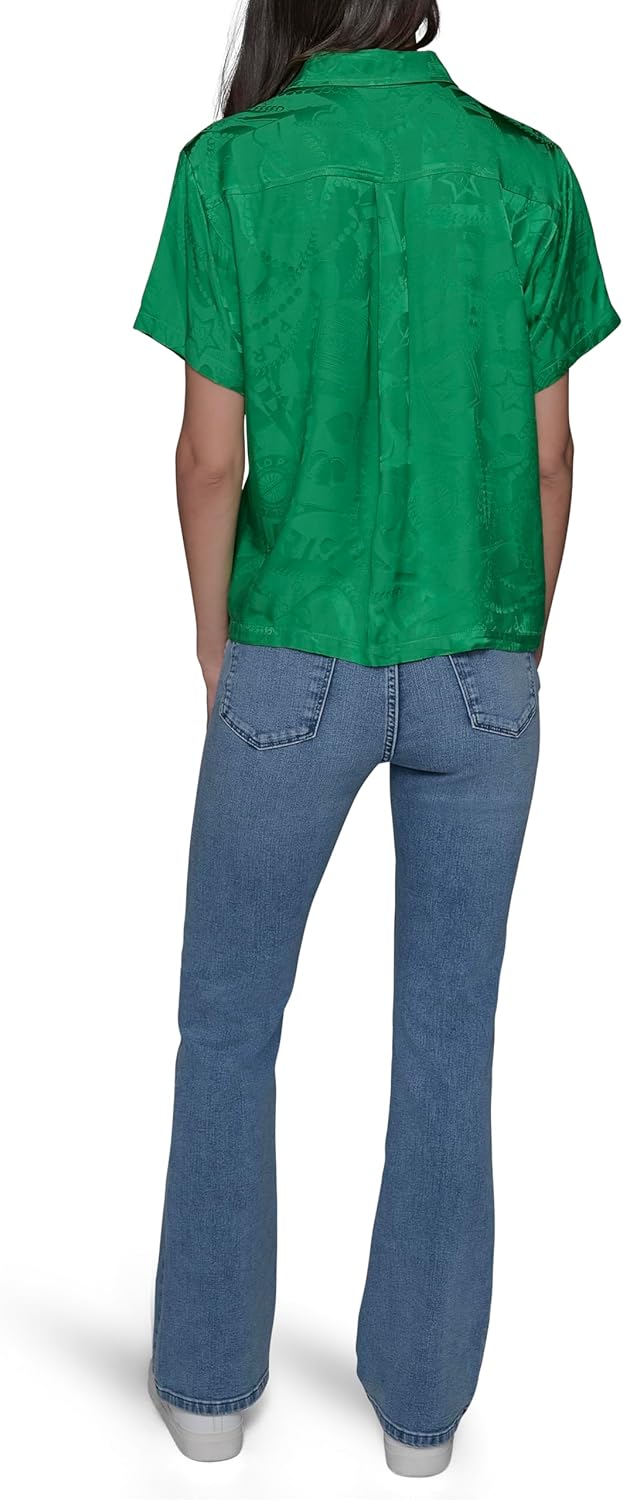 Karl Lagerfeld Womens Short Sleeve Whimsy Loose Fun Blouse - Image 4