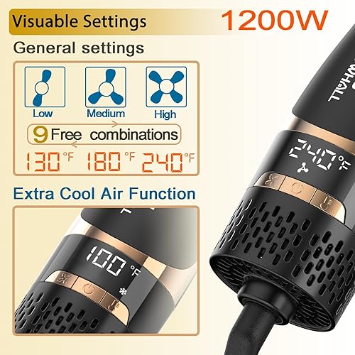 Miniatura 4 de Nicebay Cepillo secador de pelo en uno, cepillo secador de pelo para mujeres, cepillo de soplado de un paso con pantalla de visualización, barril de