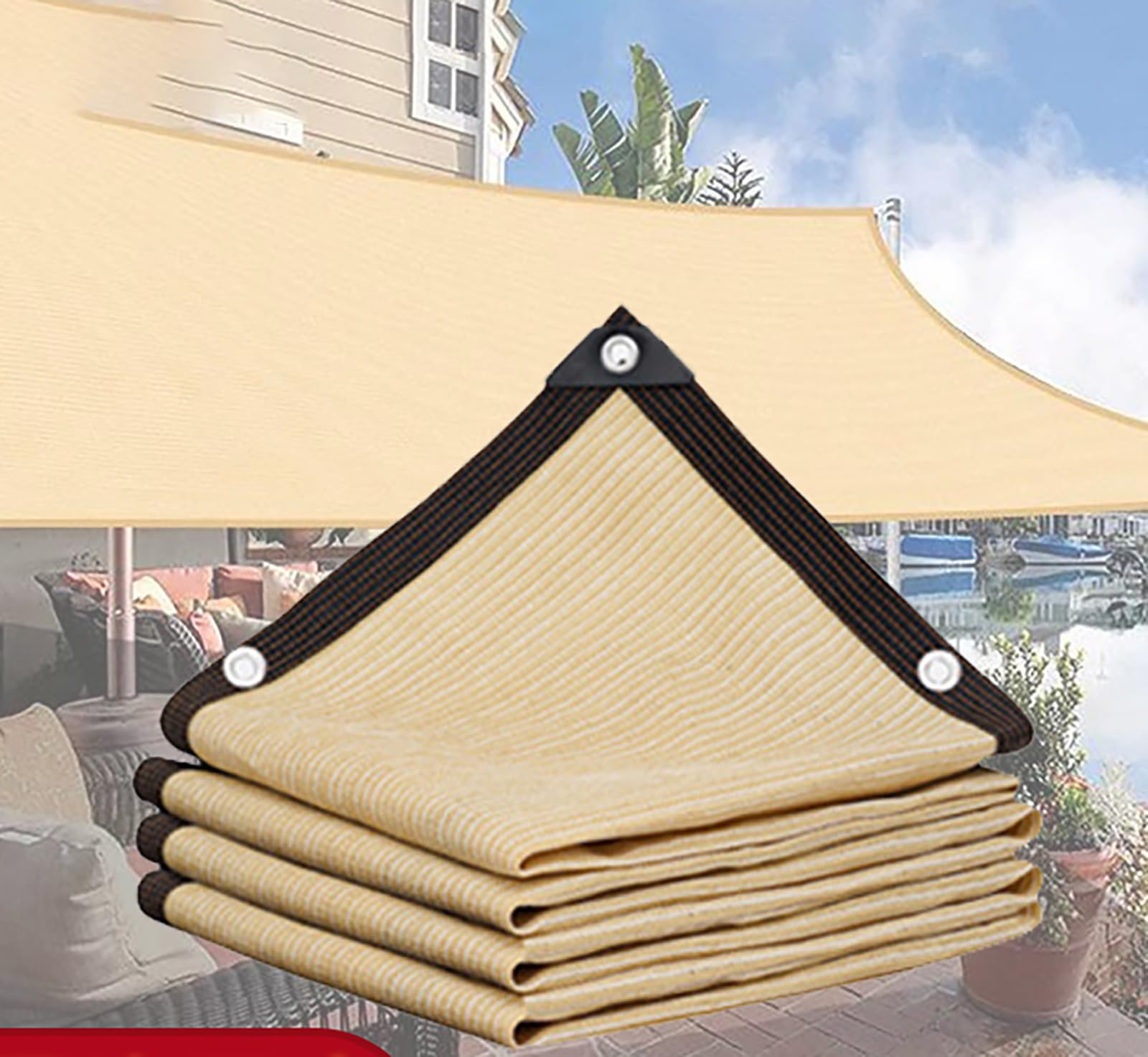 Rete parasole da giardino resistente ai raggi UV, 6 x 15 m / 19.7x49.2ft, traspirante, con occhielli, ideale per patio, piscina e tende da giardino