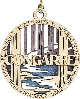 Congaree National Park Handcrafted Wood Ornament - 3" Laser Cut Christmas Decoration with Ancient Forest Scene