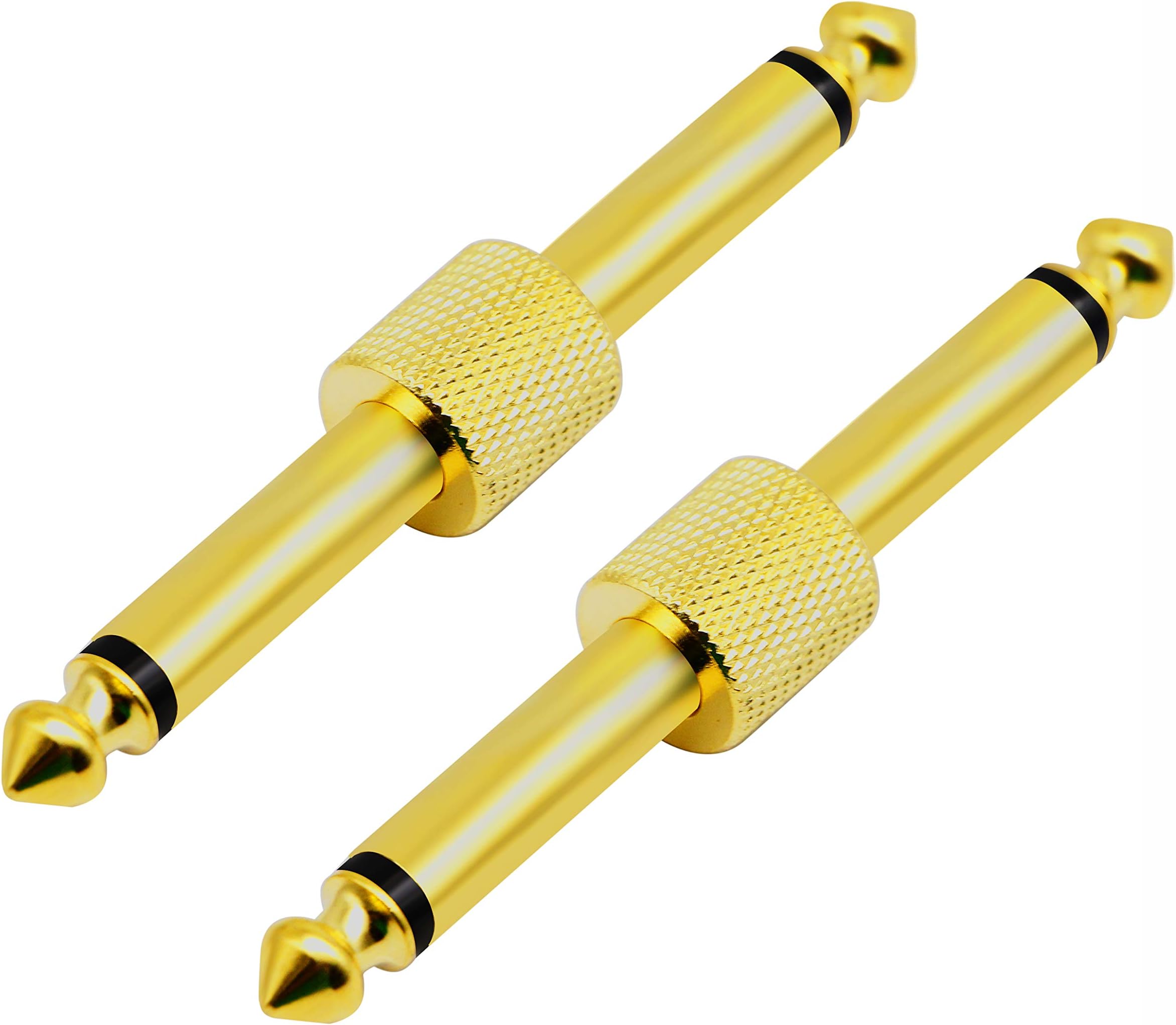 zdyCGTime 2-Pole 6.35mm 1/4" Audio Mono Male to Male Pedal Coupler Guitar Effects Pedal to Pedal Connector (Gold-2 Pack)(2-Pole)