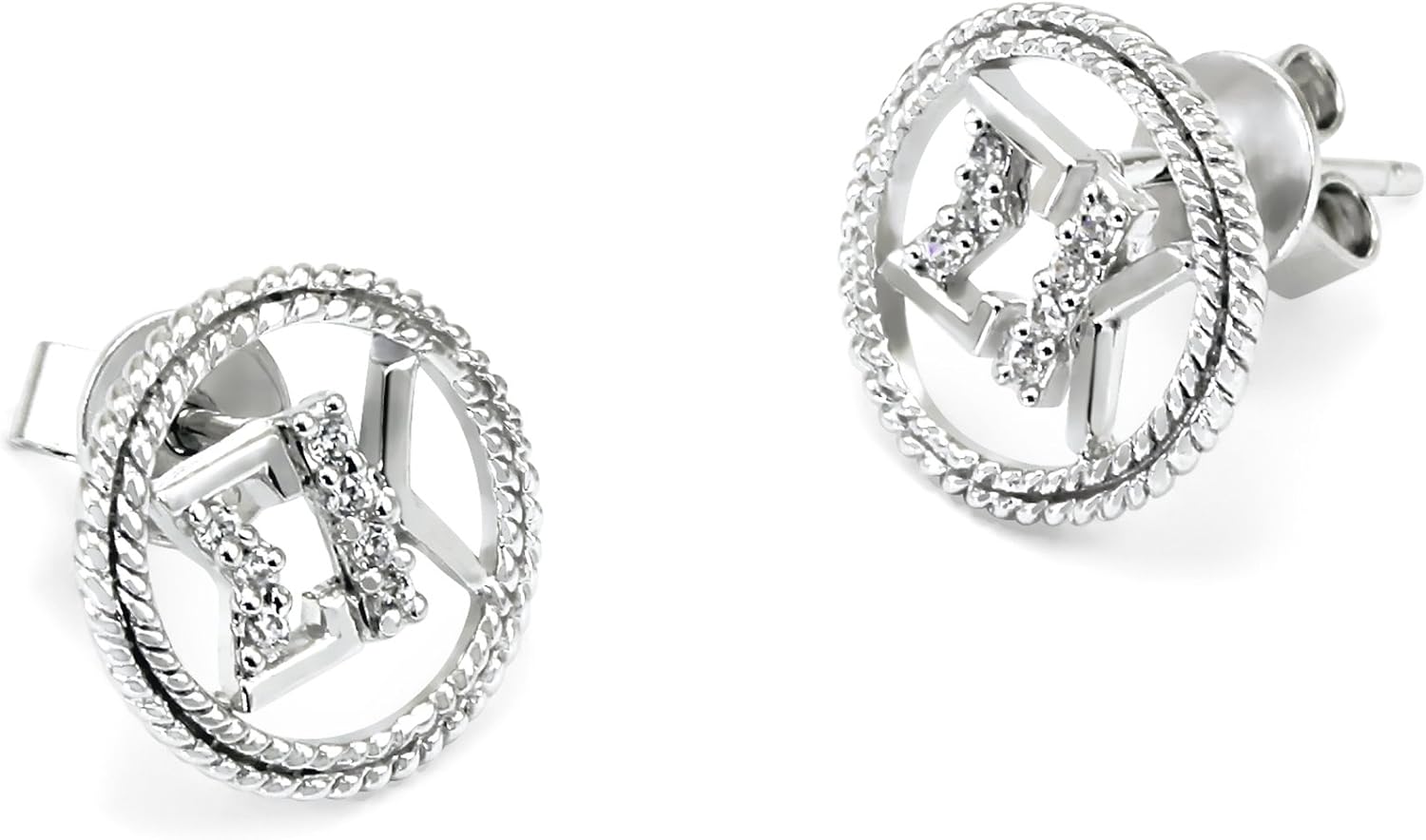 Sterling Silver Sigma Kappa Sorority Earrings with CZs