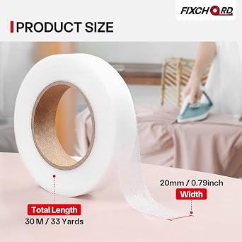 Hemming Tape, 30m*20mm Hemming Web Ironing Tape, No Sewing Iron on Tape, Iron on Hemming Tape, Extra Strong Fusible Fabric Tape for Clothes Curtains Ironing and Bonding, DIY Crafts, White