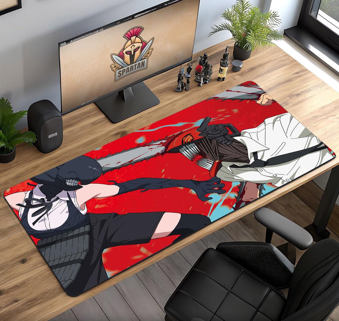 Gadgets WRAP Extra Large Desk Mat Mouse Pad 18 x 36 Inch, Anti-Slip, Spill-Resistant, Ideal for Home, Office, Gaming Setups - Reze Vs Denji