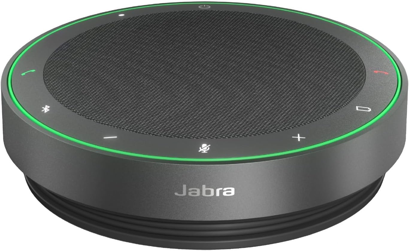 Jabra Speak2 75 Wireless Speakerphone - Duplex Audio - Noise Cancelling - IP64 Rated - 65mm Bluetooth Speaker with 4 beamforming Mic - Super Wideband - Voice Normalization - 32hr Batt - UC Cert USB C