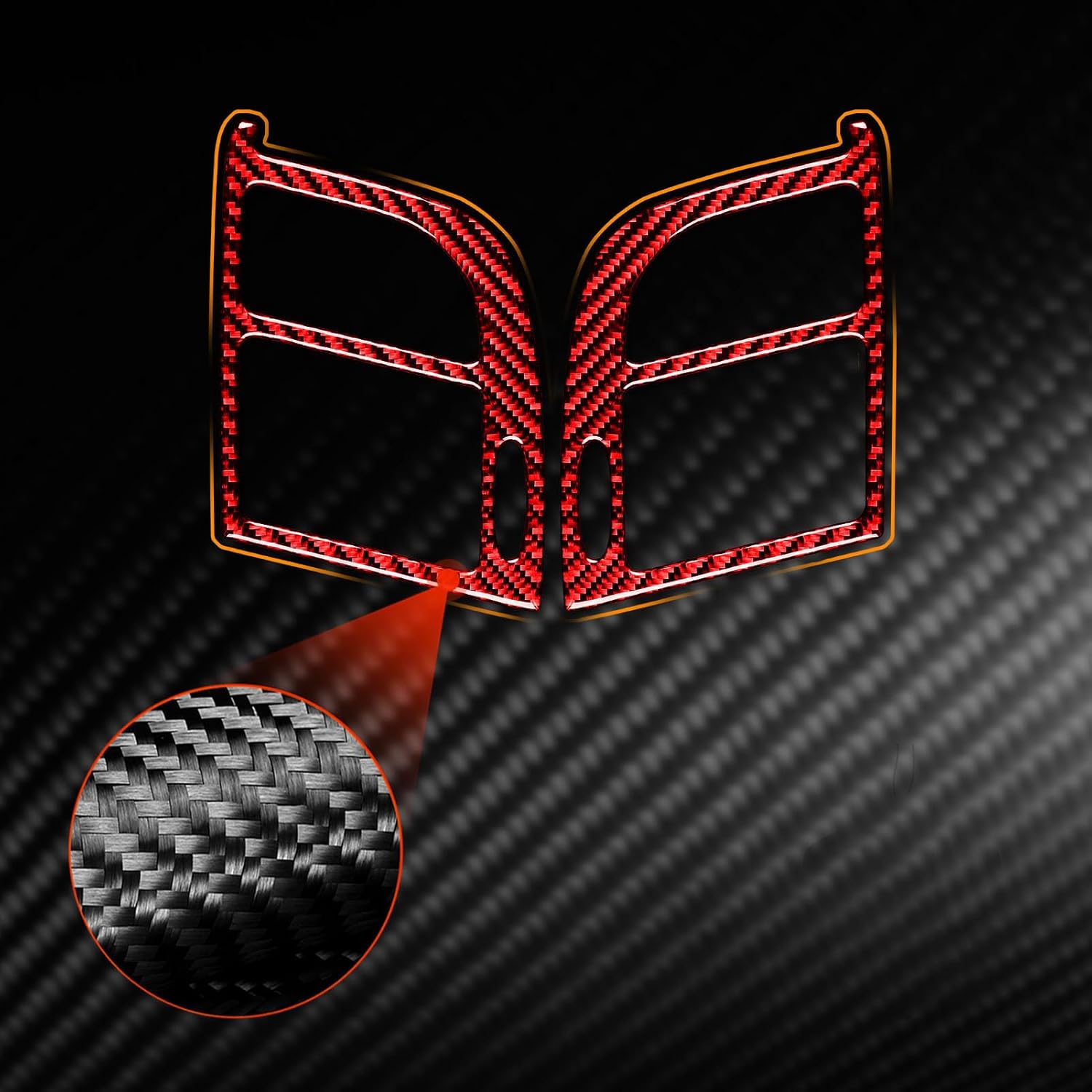 Car Red Carbon Fiber Accessories Dashboard Air Vent 2pcs Protective Cover Sticker Compatible with Mercedes Benz E Class W211 2003 2004 2005 2006 2007 2008 2009