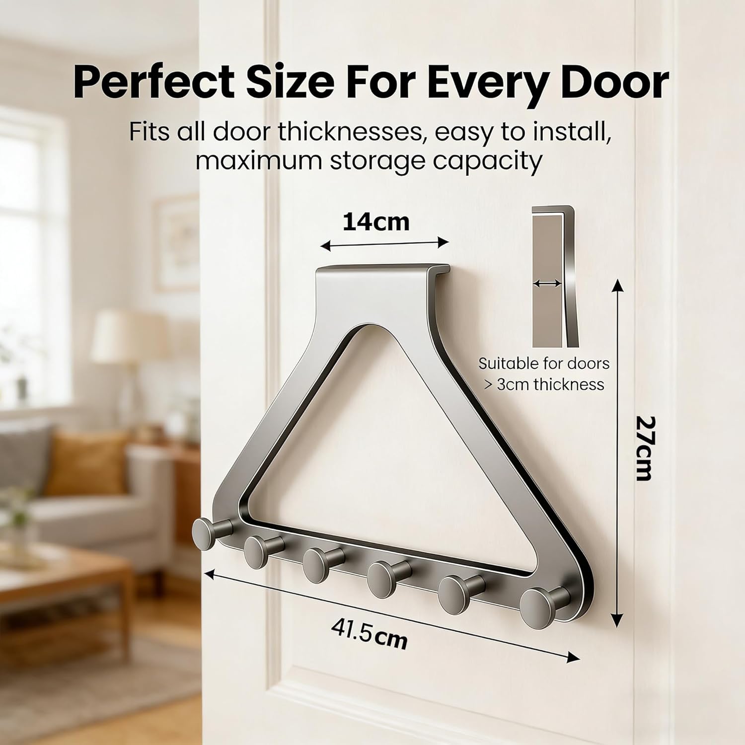 Over The Door Hanger Organizer, No-Drill Heavy-Duty Storage Rack — Suitable for Bedrooms, Bathrooms, and Entryways, Coat Hat Scarf Towels (Black*2)