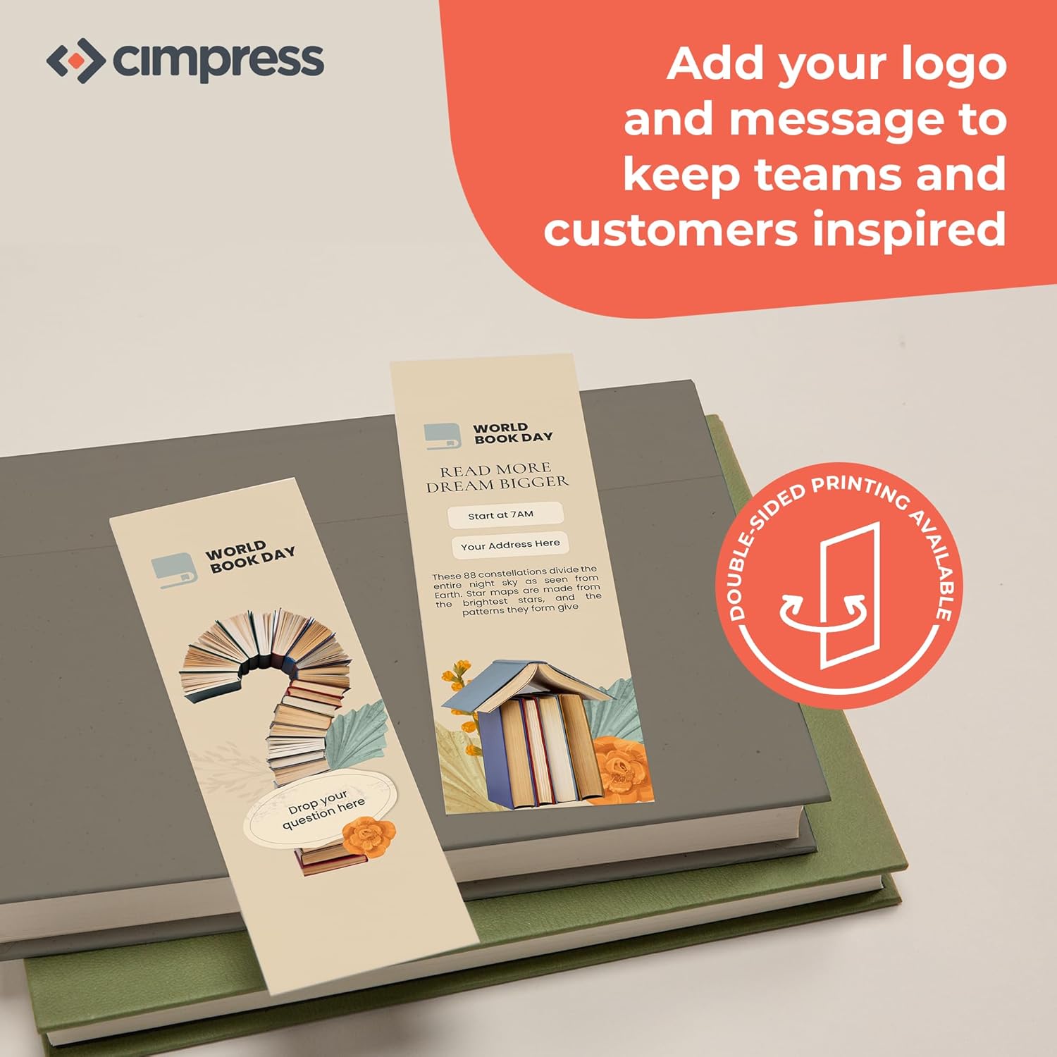 Custom Double-Sided Bookmarks, Gloss Laminated, 6”x2” Rectangular, Photo & Text Printing, Ideal for Gifts, Events, Promotions or Personal Use (Pack of 100)