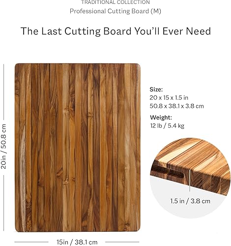 Miniatura 9 de Teak tabla para cortar - Tabla para cortar rectangular con agarre 24 x 18 x 15 pulgadas - De Teakhaus