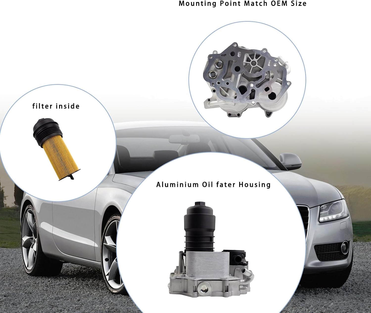Oil Cooler Filter Housing compatible with Audi A4 2.7 3.0 2008-2012 A5 2.7 3.0 2008-2011