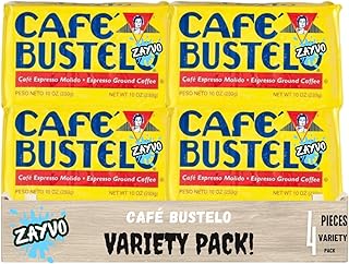 Ⓒafe,Bustelo Espresso Style Ground Coffee, Bold Rich Latin Flavor Coffee, Dark Roast Ground Coffee for Espresso & Brewing, 40 oz Canisters, 4 Count Pack