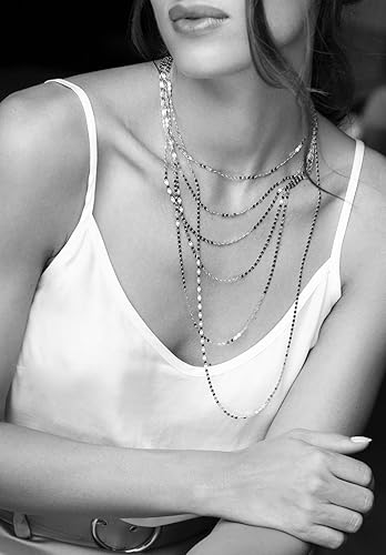 Miniatura 4 de Miabella Italian 925 Sterling Silver, 18K Gold Plated Sparkle Mirror Link Chain Necklace for Women, Made in Italy