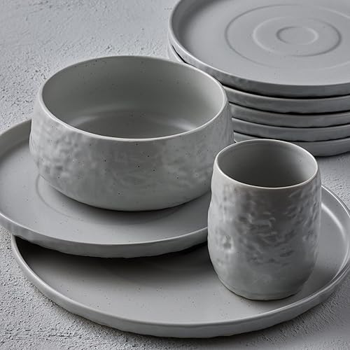 Miniatura 3 de Stone by Mercer Project SHOSAI - Juego de vajilla de gres de 32 piezas color gris moteado