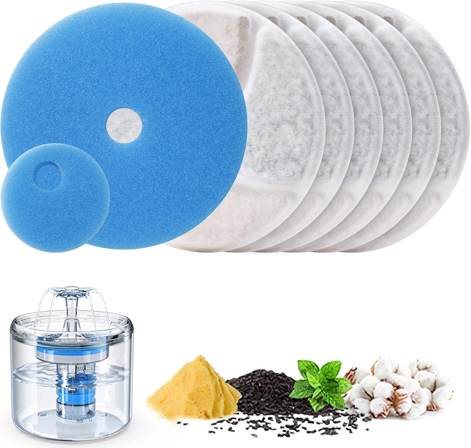 Replacement Filters for 2.6L/88oz Transparent Cat Water Fountain,6 PCS Filters