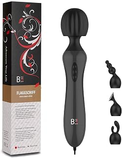 Flaggschiff 3.1 - Barra de masaje para mujer en color negro, incluye 3 accesorios de silicona prémium, distribuidor alemán